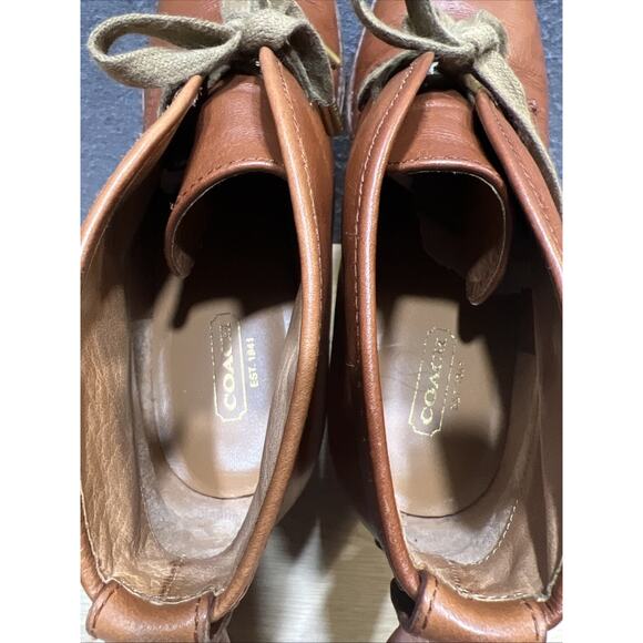 Coach Nikol Leather Lace Up High Heels Bootie Brown Womens Size 9.5B Q1666 - Picture 8 of 12